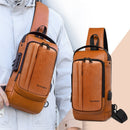 Mochila Transversal Masculina em Couro Italiano