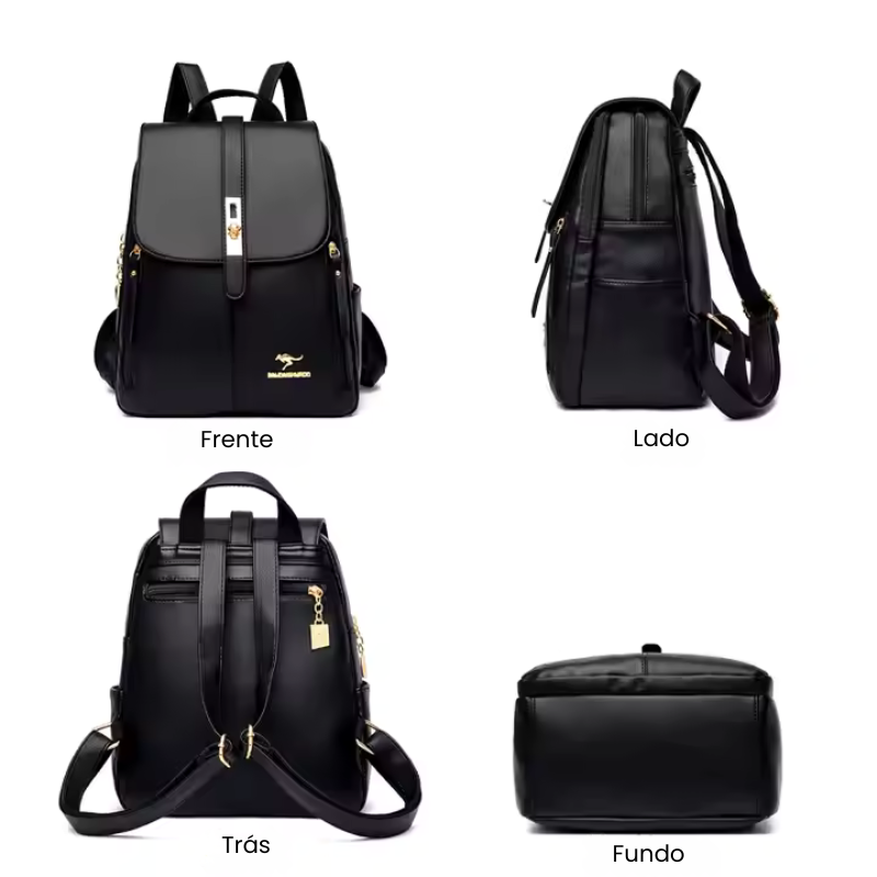 Mochila Feminina de Couro com Fivela - Sophie