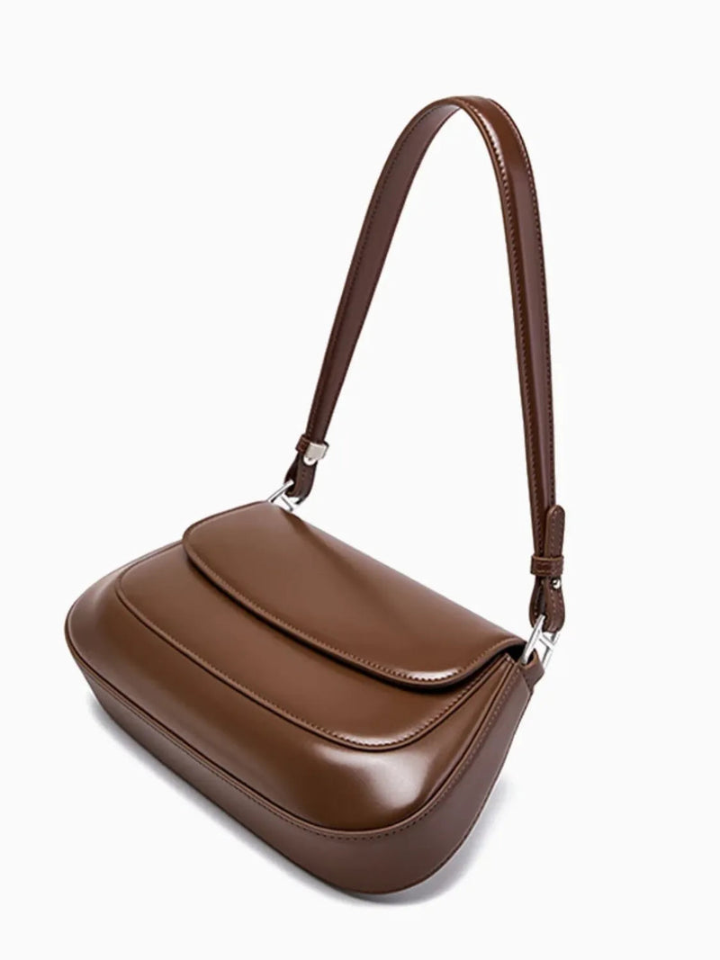 Bolsa Feminina Baguete Tiracolo em Couro com Alça Ajustável - Eléa