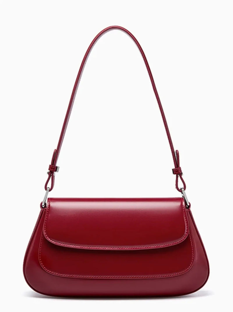 Bolsa Feminina Baguete Tiracolo em Couro com Alça Ajustável - Eléa