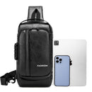 Mochila Transversal Masculina em Couro Italiano