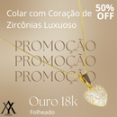 Colar com Coração de Zircônias Luxuoso Folheado Ouro 18k com 1 Ano de Garantia