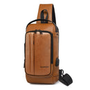 Mochila Transversal Masculina em Couro Italiano