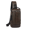 Mochila Transversal Masculina em Couro Italiano