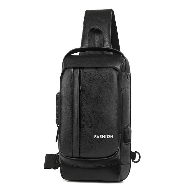 Mochila Transversal Masculina em Couro Italiano