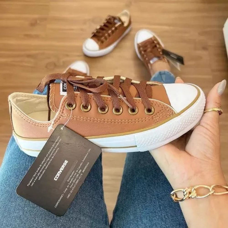 Tênis All Star Couro Caramelo Cano Baixo [Edição Limitada]