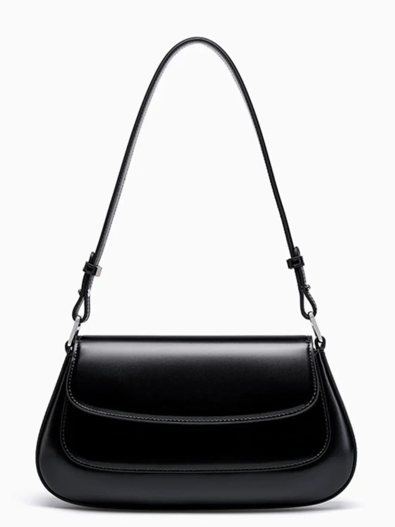 Bolsa Feminina Baguete Tiracolo em Couro com Alça Ajustável - Eléa