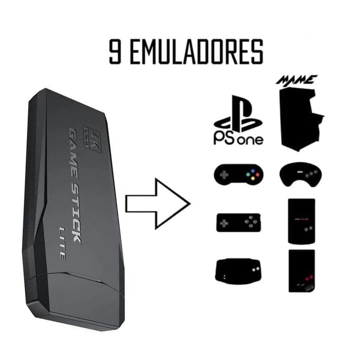 Super Vídeo Game Stick Retrô - 10.000 Jogos 4K, 64GB + 2 Controles