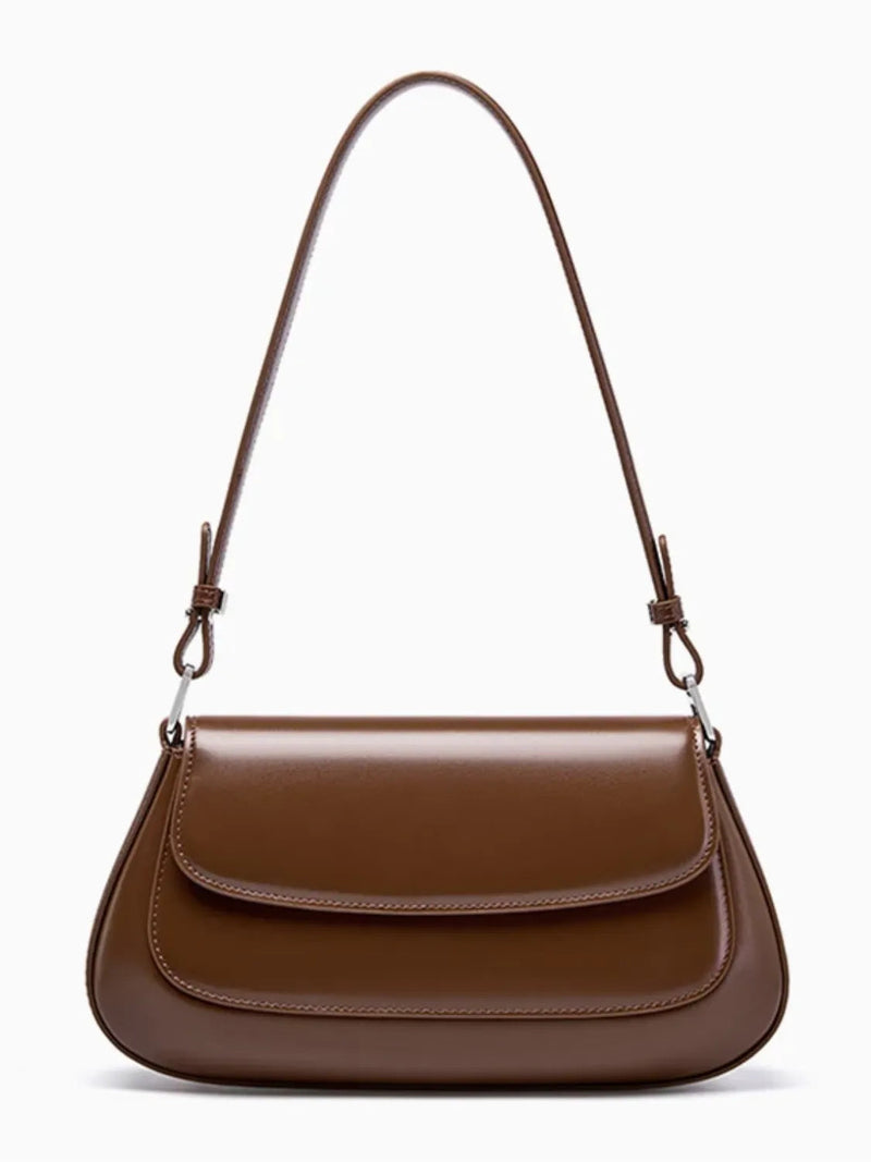 Bolsa Feminina Baguete Tiracolo em Couro com Alça Ajustável - Eléa